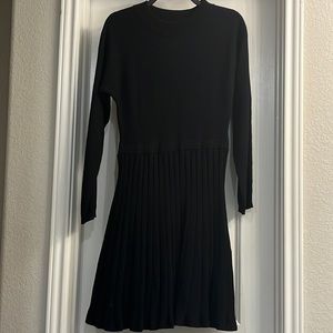 Black Pleated Sweater Dress